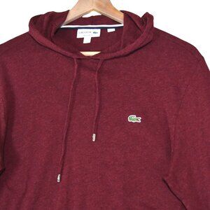 Lacoste Burgundy Hoodie Light Sweatshirt M Regular Fit Minimalist Logo